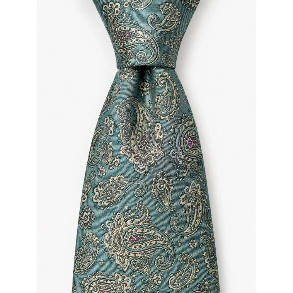 Stefano Ricci Silk Paisley Tie Sage Green Cream Luxury Designer Necktie Italy